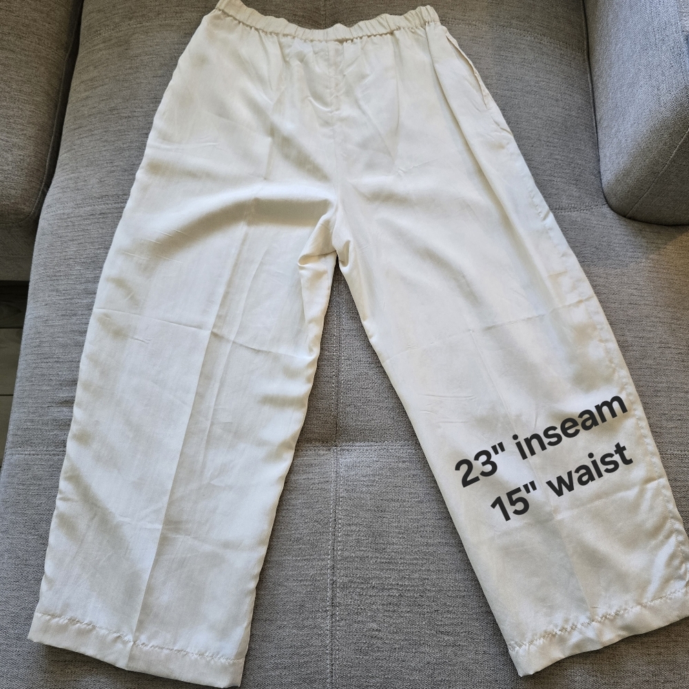 Vintage Pierre Cardin EUC Elegant Lined Ivory Wide-Leg 100% Silk Pants Sz Sm. - Picture 7 of 7